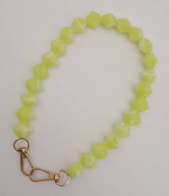 Angel Çanta Aksesuar 40 cm Mini Sekizgen Akrilik Neon Sarı Renk Çanta Sapı Light Gold Metalli - 2