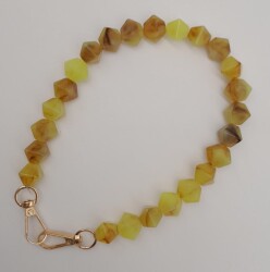 Angel Çanta Aksesuar 40 cm Mini Sekizgen Akrilik Taba Neon Sarı Renk Çanta Sapı Light Gold Metalli - 2