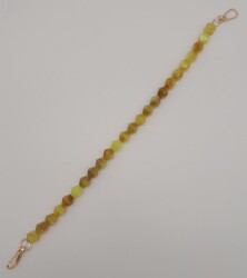 Angel Çanta Aksesuar 40 cm Mini Sekizgen Akrilik Taba Neon Sarı Renk Çanta Sapı Light Gold Metalli - 3