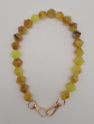 Angel Çanta Aksesuar 40 cm Mini Sekizgen Akrilik Taba Neon Sarı Renk Çanta Sapı Light Gold Metalli - Angel Çanta Aksesuar