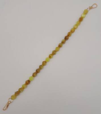 Angel Çanta Aksesuar 40 cm Mini Sekizgen Akrilik Taba Neon Sarı Renk Çanta Sapı Light Gold Metalli - 3