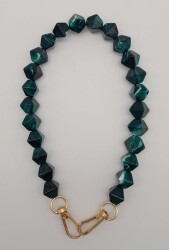 Angel Çanta Aksesuar 40 cm Mini Sekizgen Akrilik Yeşil Renk Çanta Sapı Light Gold Metalli - Angel Çanta Aksesuar