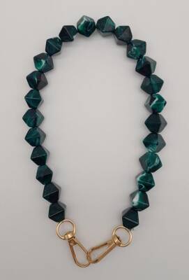 Angel Çanta Aksesuar 40 cm Mini Sekizgen Akrilik Yeşil Renk Çanta Sapı Light Gold Metalli - 1