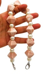 Angel Çanta Aksesuar 40 cm Pudra Renk İncili Çanta Sapı Kancalı - 3