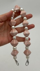 Angel Çanta Aksesuar 40 cm Pudra Renk İncili Çanta Sapı Kancalı - 4