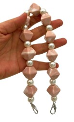 Angel Çanta Aksesuar 40 cm Pudra Renk İncili Çanta Sapı Kancalı - 2