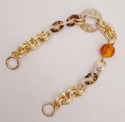 Angel Çanta Aksesuar 41 cm Yaylı Halkalı Leopar Akrilik Detaylı Zincir Light Gold Metalli - 2