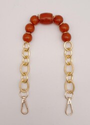 Angel Çanta Aksesuar 42 cm Kancalı Kehribar Renk Akrilik Zincir Light Gold Metalli - Angel Çanta Aksesuar