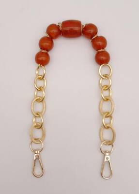 Angel Çanta Aksesuar 42 cm Kancalı Kehribar Renk Akrilik Zincir Light Gold Metalli - 1