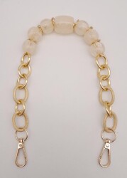 Angel Çanta Aksesuar 42 cm Kancalı Krem Renk Akrilik Zincir Light Gold Metalli - Angel Çanta Aksesuar