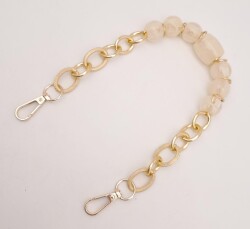 Angel Çanta Aksesuar 42 cm Kancalı Krem Renk Akrilik Zincir Light Gold Metalli - 2