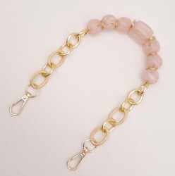 Angel Çanta Aksesuar 42 cm Kancalı Pudra Renk Akrilik Zincir Light Gold Metalli - 2