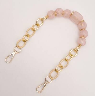 Angel Çanta Aksesuar 42 cm Kancalı Pudra Renk Akrilik Zincir Light Gold Metalli - 2