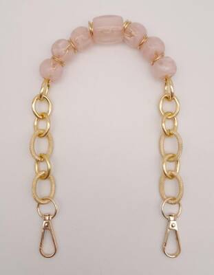 Angel Çanta Aksesuar 42 cm Kancalı Pudra Renk Akrilik Zincir Light Gold Metalli - 1