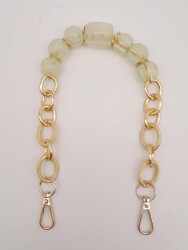 Angel Çanta Aksesuar 42 cm Kancalı Su Yeşili Renk Akrilik Zincir Light Gold Metalli - Angel Çanta Aksesuar