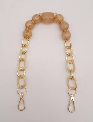 Angel Çanta Aksesuar 42 cm Kancalı Sütlü Kahve Renk Akrilik Zincir Light Gold Metalli - 1