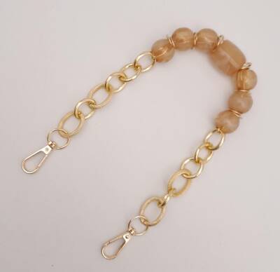 Angel Çanta Aksesuar 42 cm Kancalı Sütlü Kahve Renk Akrilik Zincir Light Gold Metalli - 2