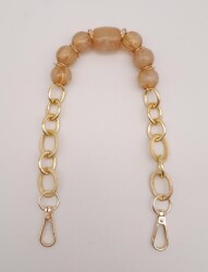 Angel Çanta Aksesuar 42 cm Kancalı Sütlü Kahve Renk Akrilik Zincir Light Gold Metalli - Angel Çanta Aksesuar