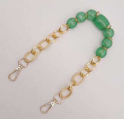 Angel Çanta Aksesuar 42 cm Kancalı Yeşil Renk Akrilik Zincir Light Gold Metalli - 2