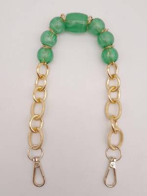 Angel Çanta Aksesuar 42 cm Kancalı Yeşil Renk Akrilik Zincir Light Gold Metalli - 1