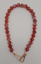 Angel Çanta Aksesuar 42 cm Mini Yuvarlak Akrilik Nar Çiçeği Renk Çanta Sapı Light Gold Metalli - Angel Çanta Aksesuar