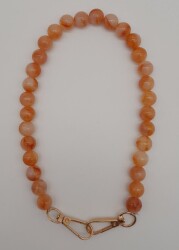 Angel Çanta Aksesuar 42 cm Mini Yuvarlak Akrilik Turuncu Renk Çanta Sapı Light Gold Metalli - Angel Çanta Aksesuar