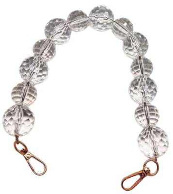 Angel Çanta Aksesuar 43 Cm Şeffaf Disko Boncuklu Çanta Sapı Light Gold Metalli - 1