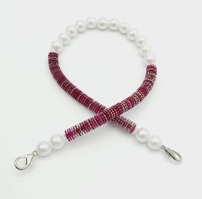 Angel Çanta Aksesuar 45 cm Akrilik Pullu İncili Çanta Sapı No:3 - 1