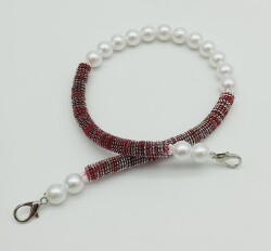 Angel Çanta Aksesuar 45 cm Akrilik Pullu İncili Çanta Sapı No:5 - Angel Çanta Aksesuar