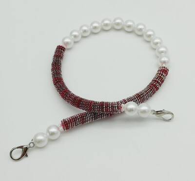 Angel Çanta Aksesuar 45 cm Akrilik Pullu İncili Çanta Sapı No:5 - 1