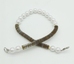 Angel Çanta Aksesuar 45 cm Akrilik Pullu İncili Çanta Sapı No:6 - Angel Çanta Aksesuar