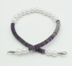 Angel Çanta Aksesuar 45 cm Akrilik Pullu İncili Çanta Sapı No:8 - Angel Çanta Aksesuar