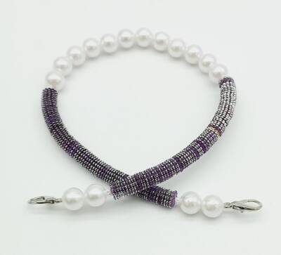 Angel Çanta Aksesuar 45 cm Akrilik Pullu İncili Çanta Sapı No:8 - 1