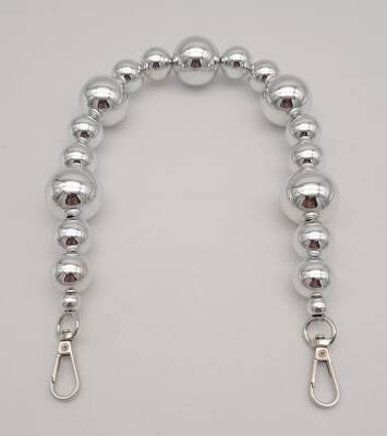 Angel Çanta Aksesuar 47 cm Kancalı Parlak Gümüş Renk İncili Akrilik Zincir Gümüş Metalli - 3