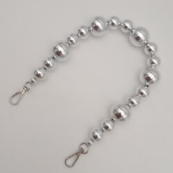 Angel Çanta Aksesuar 47 cm Kancalı Parlak Gümüş Renk İncili Akrilik Zincir Gümüş Metalli - 2