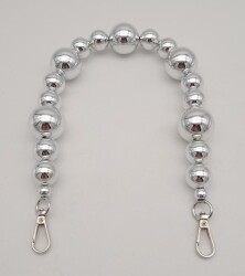 Angel Çanta Aksesuar 47 cm Kancalı Parlak Gümüş Renk İncili Akrilik Zincir Gümüş Metalli - 3