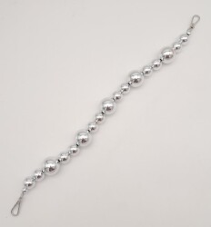 Angel Çanta Aksesuar 47 cm Kancalı Parlak Gümüş Renk İncili Akrilik Zincir Gümüş Metalli - 4