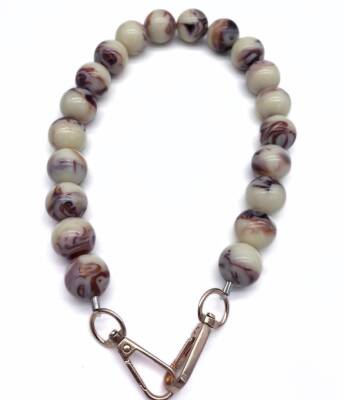 Angel Çanta Aksesuar 48 cm Krem Tonlu Renkli Akrilik Çanta Sapı Light Gold Metalli - 1