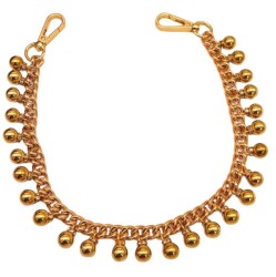 Angel Çanta Aksesuar 50 cm Gold Boncuk Sallantılı Çanta Sapı Light Gold Metalli - Angel Çanta Aksesuar