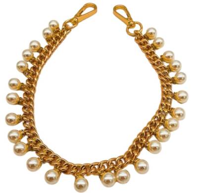 Angel Çanta Aksesuar 50 cm İnci Sallantılı Çanta Sapı Light Gold Metalli - 1