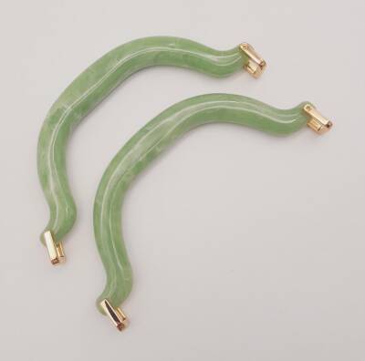 Angel Çanta Aksesuar Akrilik Açık Yeşil Renk Mermer Desen Light Gold Halkalı Çanta Tutma Sapı - 2