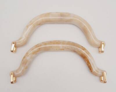 Angel Çanta Aksesuar Akrilik Bej Renk Mermer Desen Light Gold Halkalı Çanta Tutma Sapı - 1