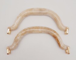 Angel Çanta Aksesuar Akrilik Bej Renk Mermer Desen Light Gold Halkalı Çanta Tutma Sapı - Angel Çanta Aksesuar