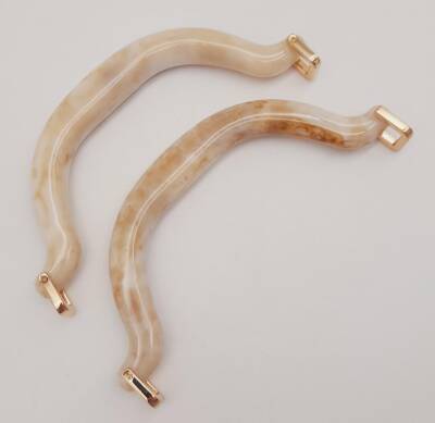 Angel Çanta Aksesuar Akrilik Bej Renk Mermer Desen Light Gold Halkalı Çanta Tutma Sapı - 2