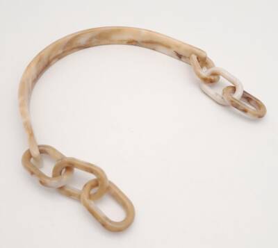 Angel Çanta Aksesuar Akrilik Bej Renk Mermer Desen Zincirli Çanta Tutma Sapı - 4