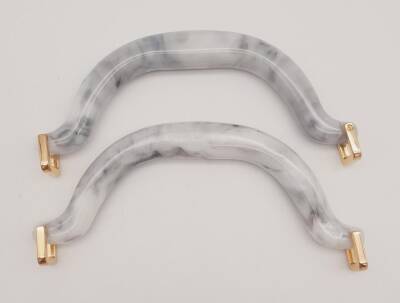 Angel Çanta Aksesuar Akrilik Gri Renk Mermer Desen Light Gold Halkalı Çanta Tutma Sapı - 1