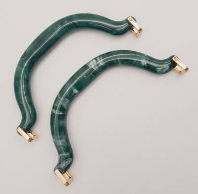 Angel Çanta Aksesuar Akrilik Koyu Yeşil Renk Mermer Desen Light Gold Halkalı Çanta Tutma Sapı - 2