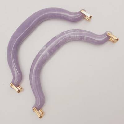 Angel Çanta Aksesuar Akrilik Lila Renk Mermer Desen Light Gold Halkalı Çanta Tutma Sapı - 2