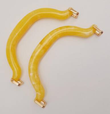 Angel Çanta Aksesuar Akrilik Sarı Renk Mermer Desen Light Gold Halkalı Çanta Tutma Sapı - 2