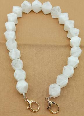 Angel Çanta Aksesuar Akrilik Sekizgen Boncuklu Beyaz Renk 50 Cm Çanta Sapı - 1